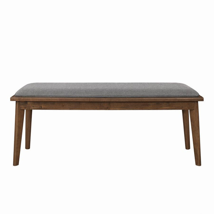 Alfredo Upholstered Dining Bench Grey and Natural Walnut_2