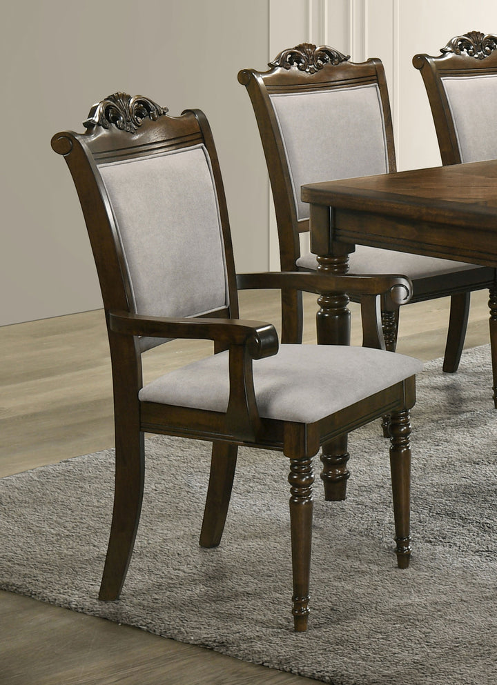 Willowbrook Upholstered Dining Armchair Grey and Chestnut (Set of 2) _1