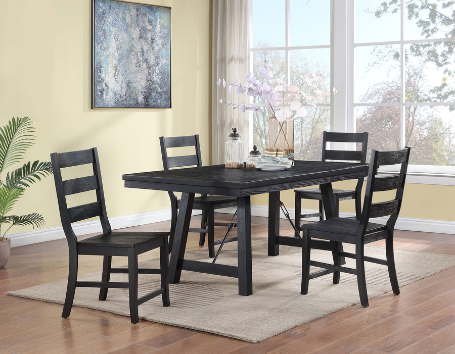 Newport 5-piece Rectangular Trestle Table Dining Set Black_0
