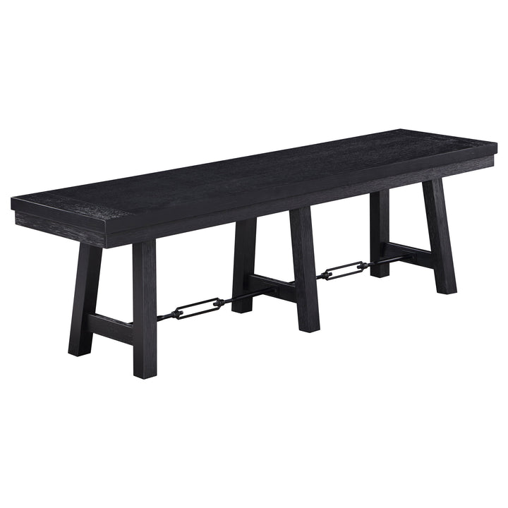 Newport 6-piece Rectangular Trestle Table Dining Set witih Bench Black_9