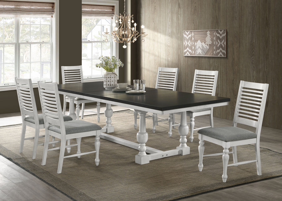 Aventine 7-piece Rectangular Dining Set Charcoal and Vintage Chalk_0