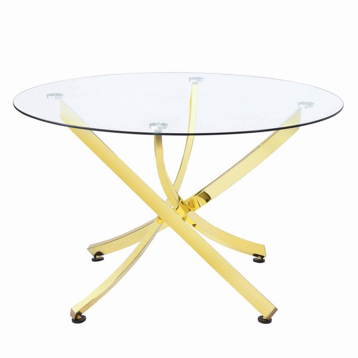 Chanel Round Dining Table Brass and Clear_3