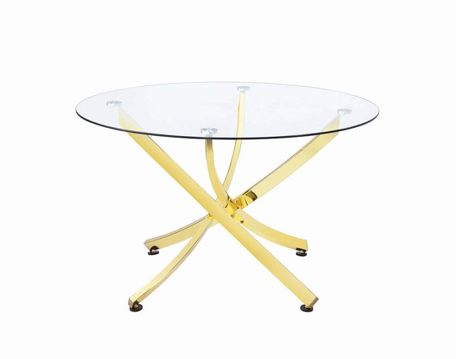 Chanel Round Dining Table Brass and Clear_1