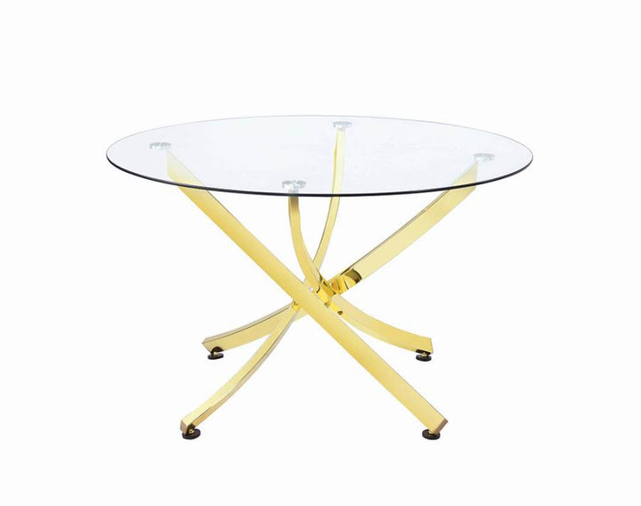 Chanel Round Dining Table Brass and Clear_1