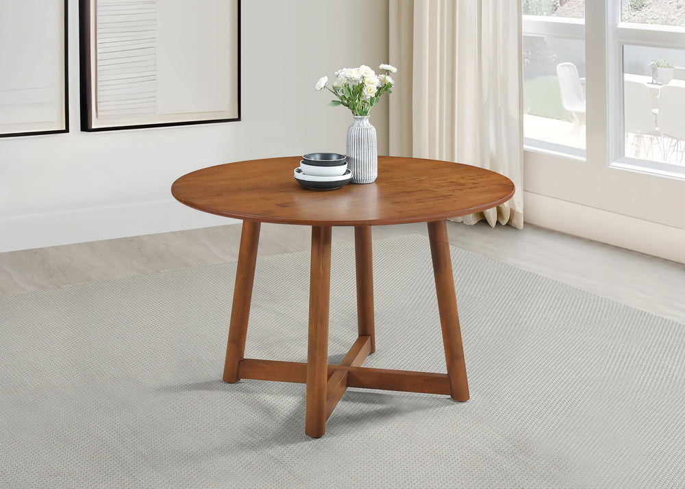 Dinah Round Solid Wood Dining Table Walnut_1