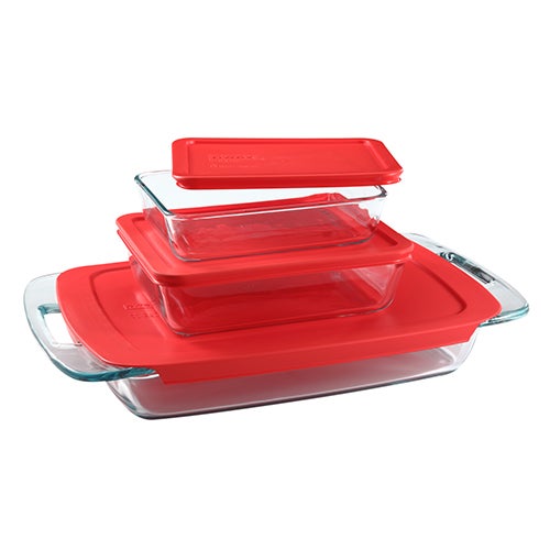 Easy Grab 6pc Glass Bakeware and Storage Set Red Lids_0