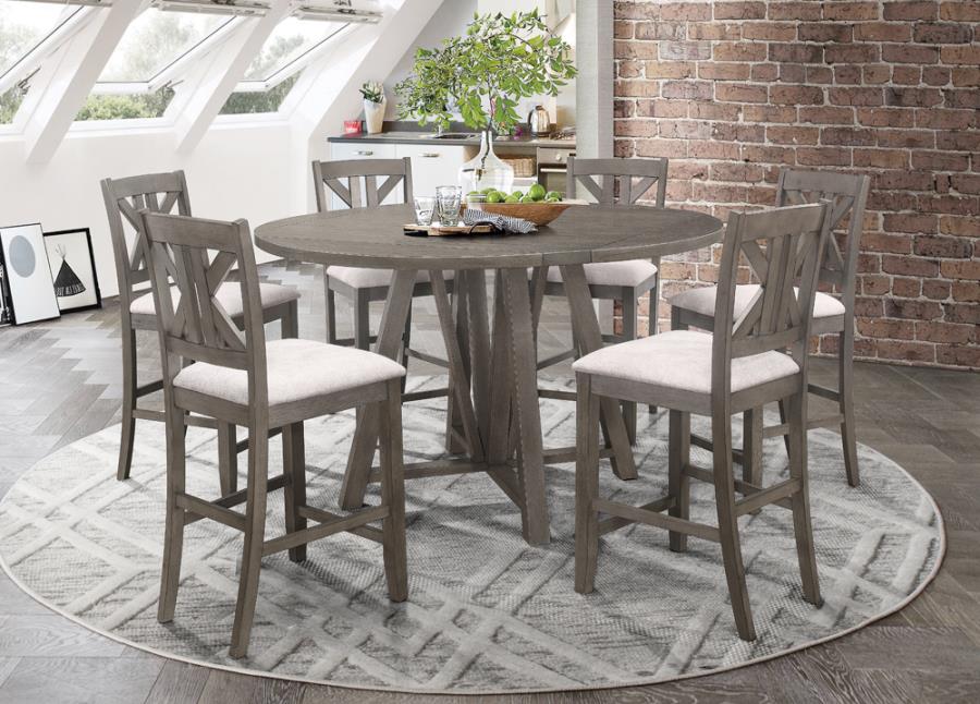 Athens Round Counter Height Table with Drop Leaf Barn Grey_0