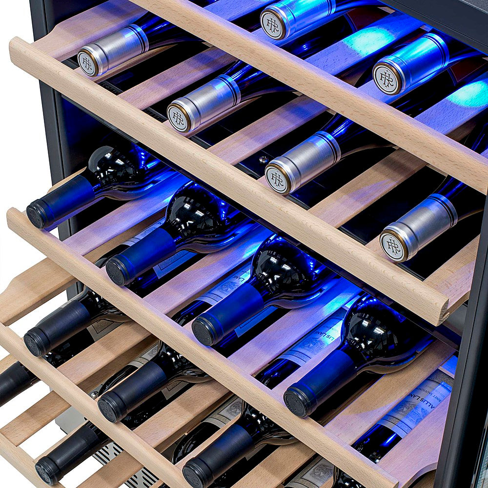 NewAir 24” Built-in 46 Bottle Dual Zone Compressor Wine Cooler in Stainless Steel, with Beech Wood Shelves - Stainless steel_7