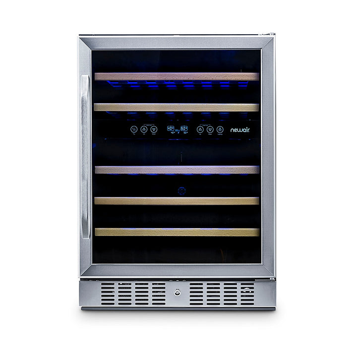 NewAir 24” Built-in 46 Bottle Dual Zone Compressor Wine Cooler in Stainless Steel, with Beech Wood Shelves - Stainless steel_4