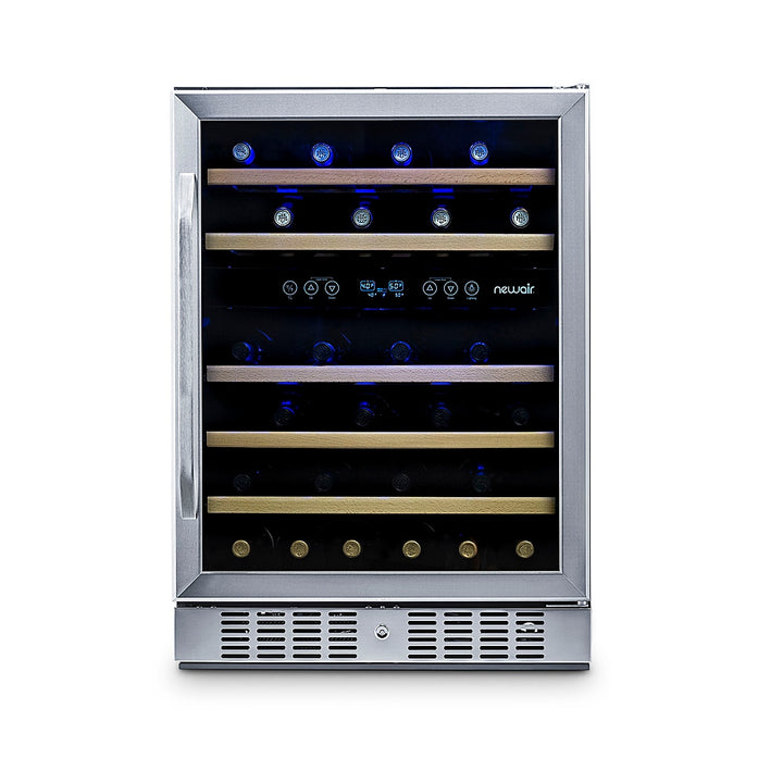 NewAir 24” Built-in 46 Bottle Dual Zone Compressor Wine Cooler in Stainless Steel, with Beech Wood Shelves - Stainless steel_2