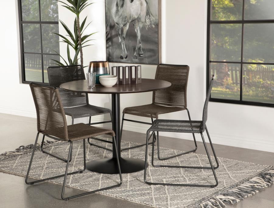 Clora Round Dining Table Walnut and Black_0