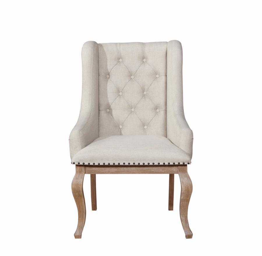Brockway Cove Tufted Arm Chairs Cream and Barley Brown (Set of 2)_1