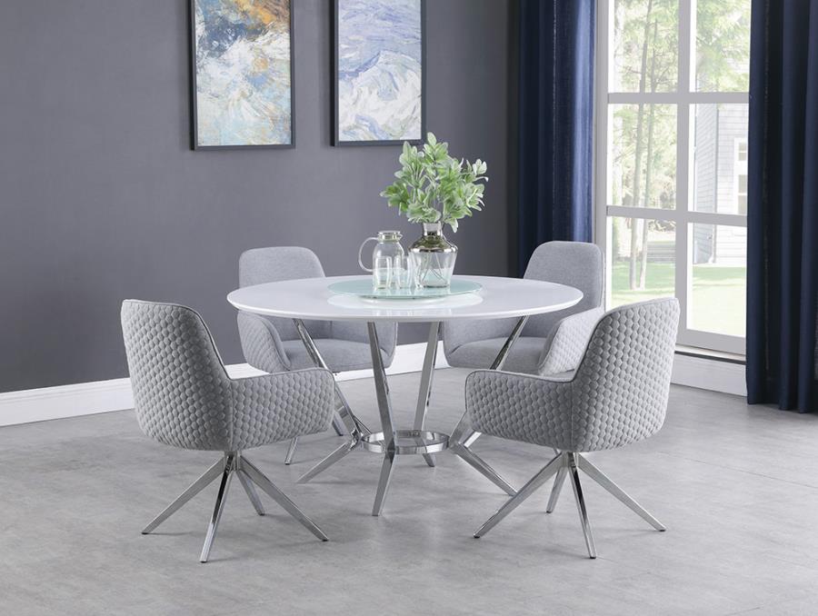 Abby 5-piece Dining Set White and Light Grey_0