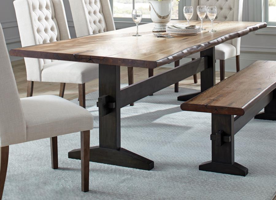 Bexley Live Edge Trestle Dining Table Natural Honey and Espresso_0