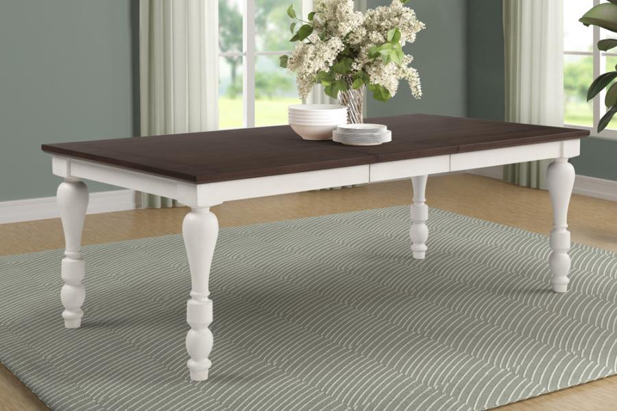 Madelyn Dining Table with Extension Leaf Dark Cocoa and Coastal White_0