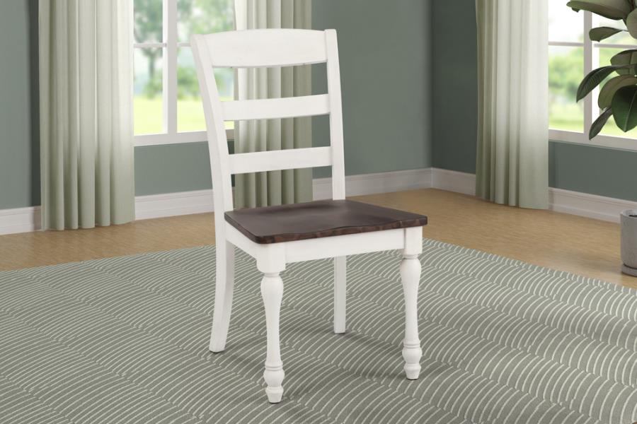 Madelyn Ladder Back Side Chairs Dark Cocoa and Coastal White (Set of 2)_0