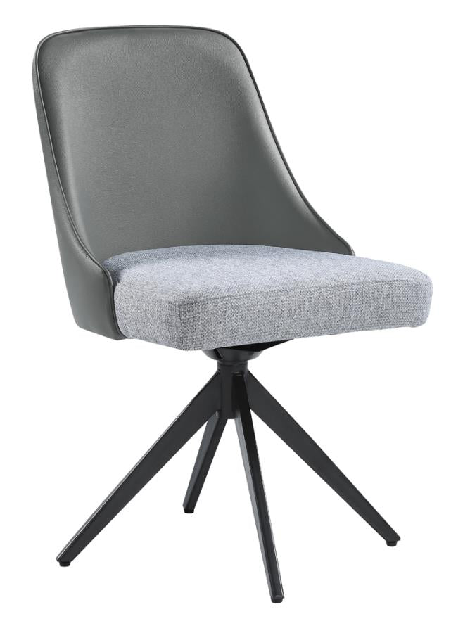 Paulita Upholstered Swivel Side Chairs (Set of 2) Grey and Gunmetal_1