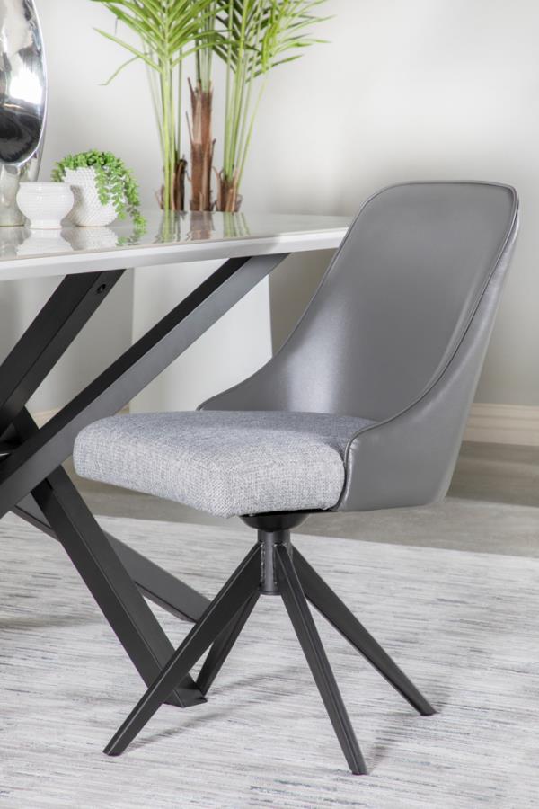 Paulita Upholstered Swivel Side Chairs (Set of 2) Grey and Gunmetal_0