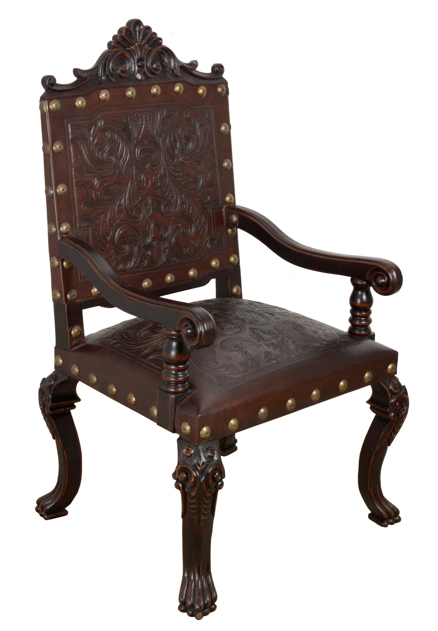 Carved Leather Arm Chair_0