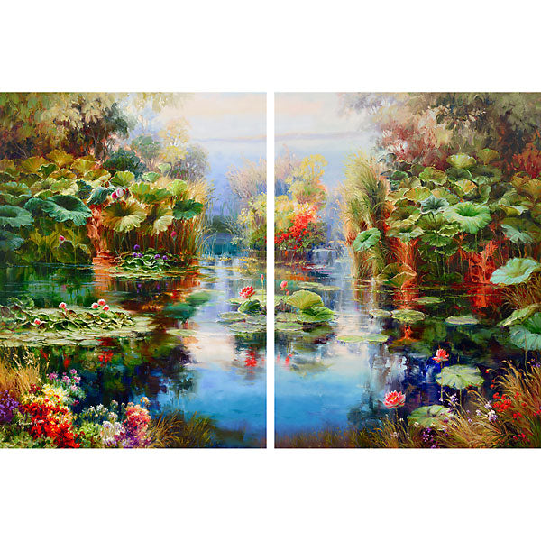 Enchanting Pond 2 Panel Framed_0