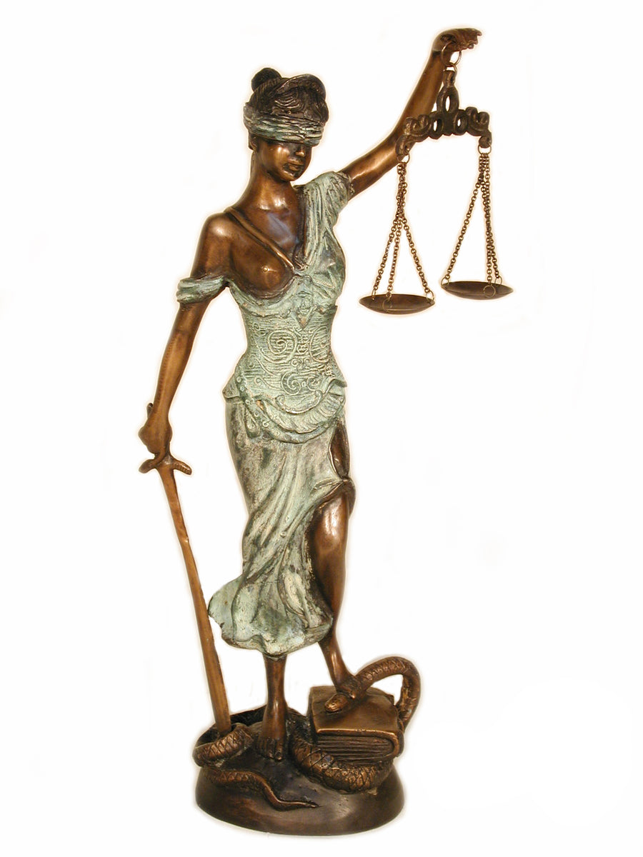 Bronze Blind Justice on Marble Base 17 Inch_0