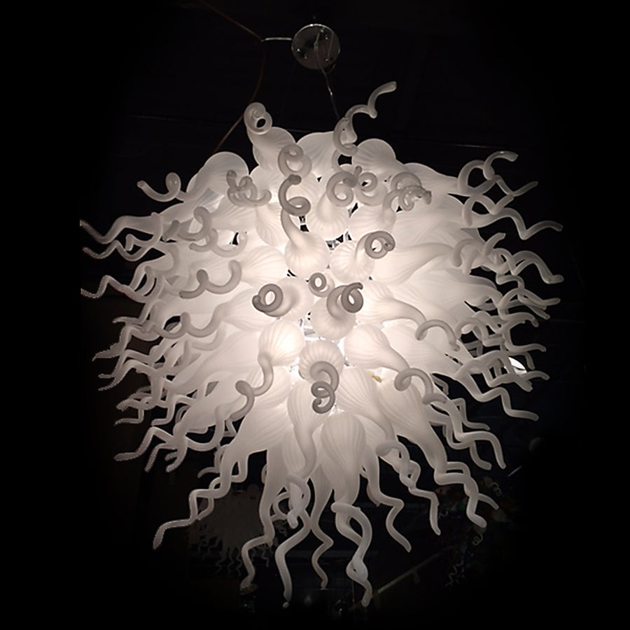 Frosted White Blown Glass Chandelier_0