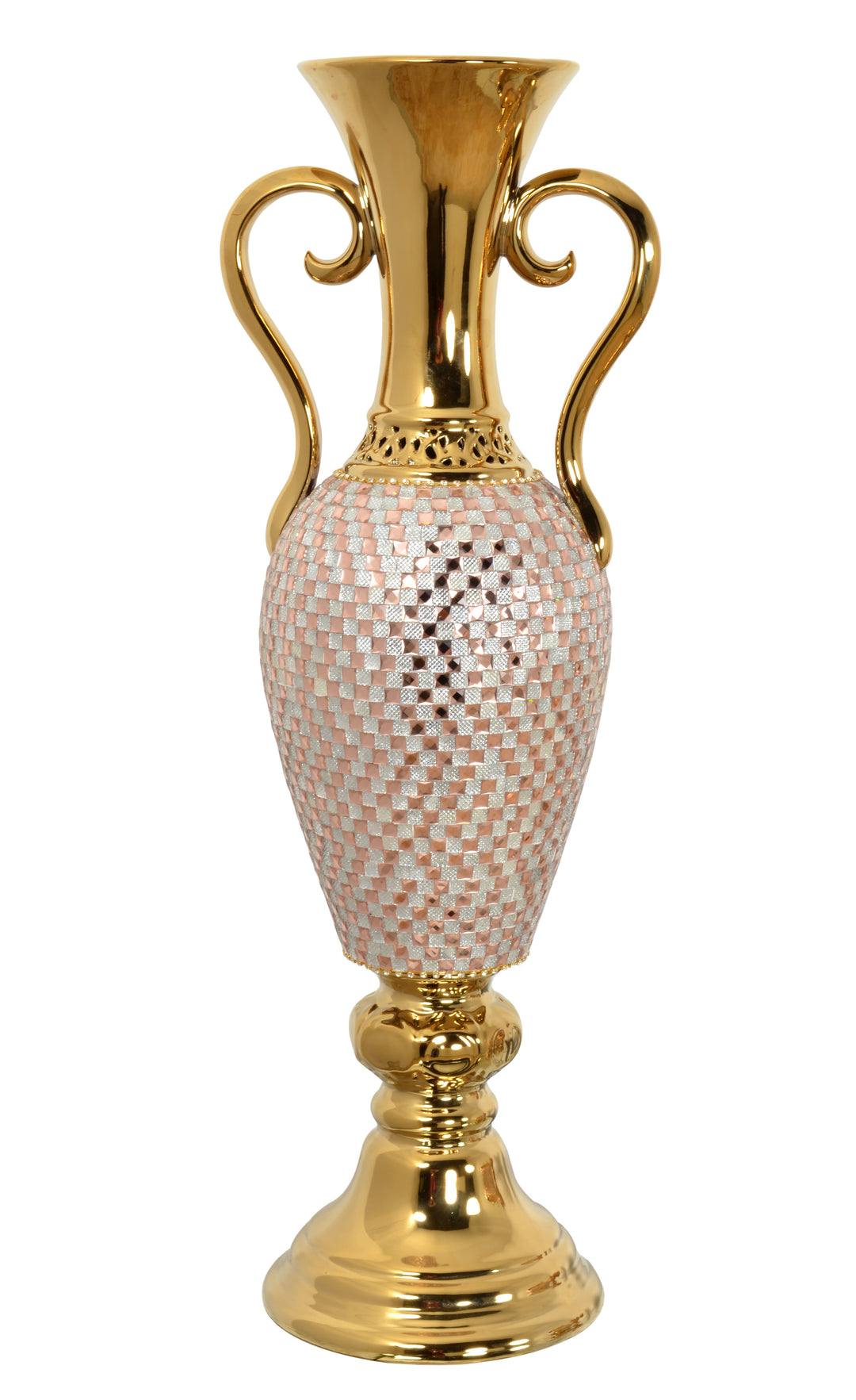 Rose Crystal  Large Vase 29.9 Inches Tall_0