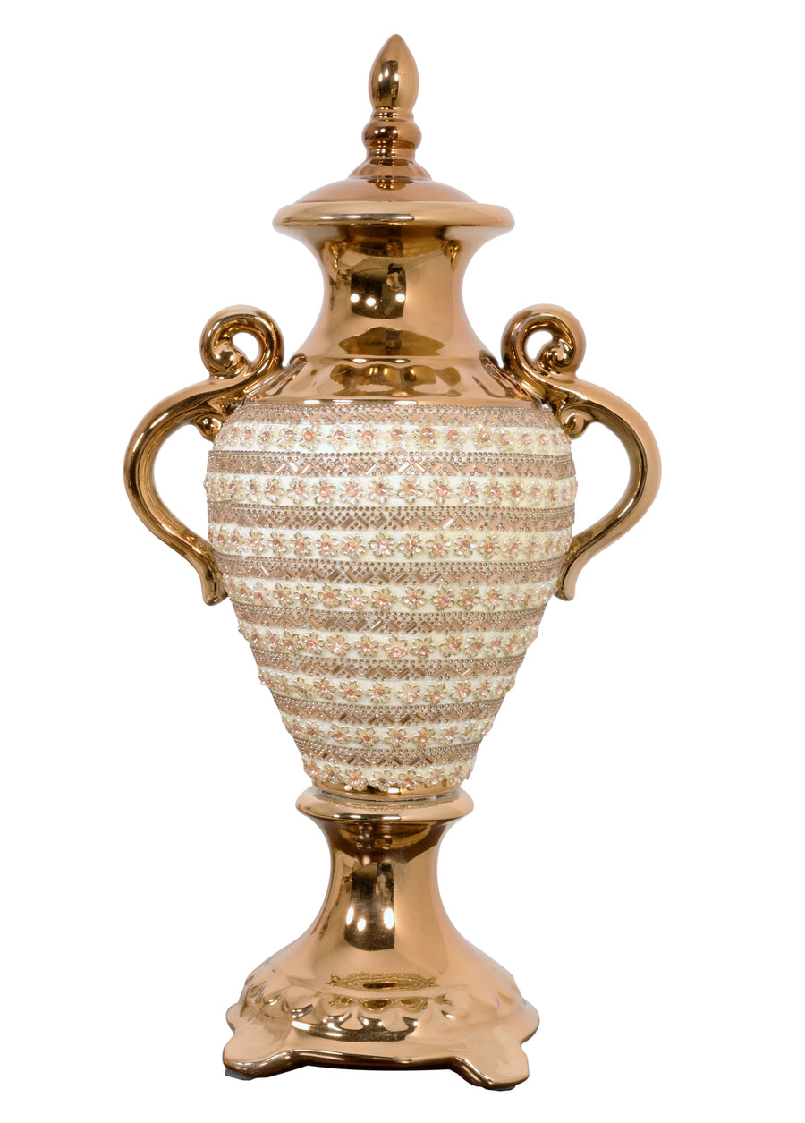 Amber Floral Lidded Trophy Urn_0