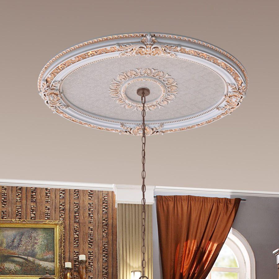 French Blanco Oval Chandelier Ceiling Medallion_0