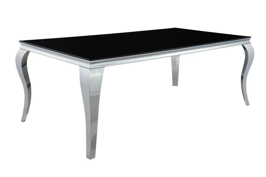 Carone Rectangular Glass Top Dining Table Black and Chrome_0