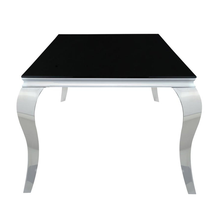 Carone Rectangular Glass Top Dining Table Black and Chrome_3