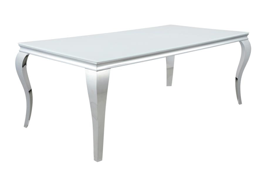 Carone Rectangular Glass Top Dining Table White and Chrome_0