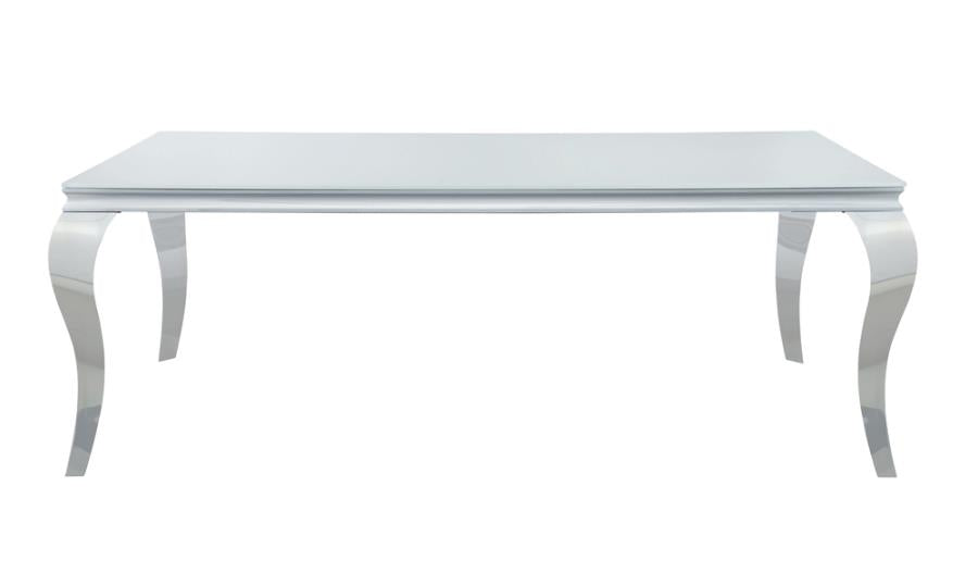 Carone Rectangular Glass Top Dining Table White and Chrome_1