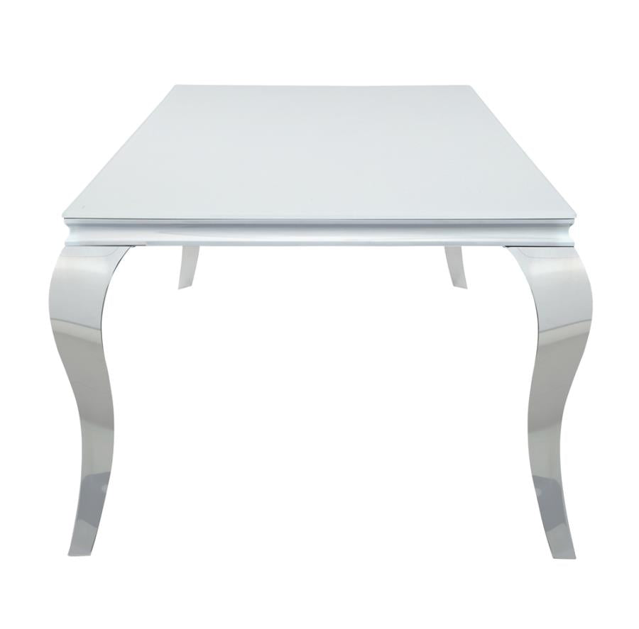 Carone Rectangular Glass Top Dining Table White and Chrome_3