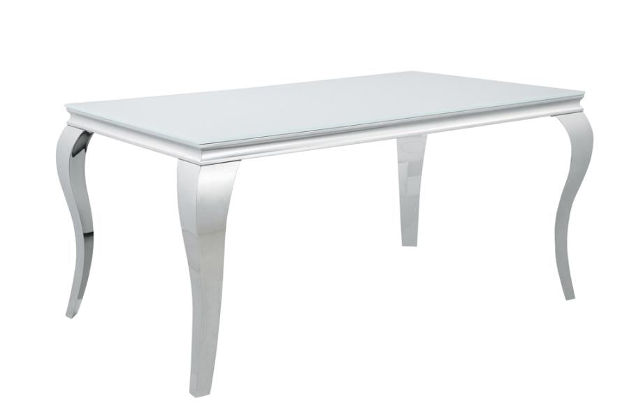 Carone Glass Top Dining Table White and Chrome_0
