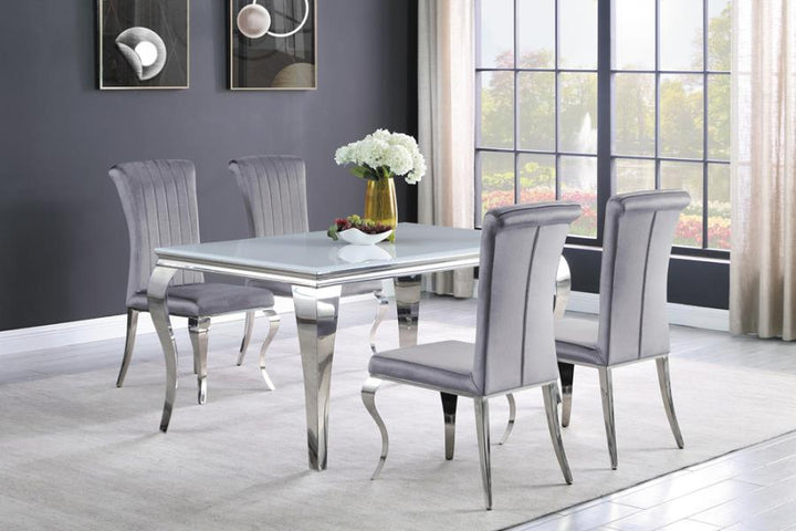 Carone Glass Top Dining Table White and Chrome_4