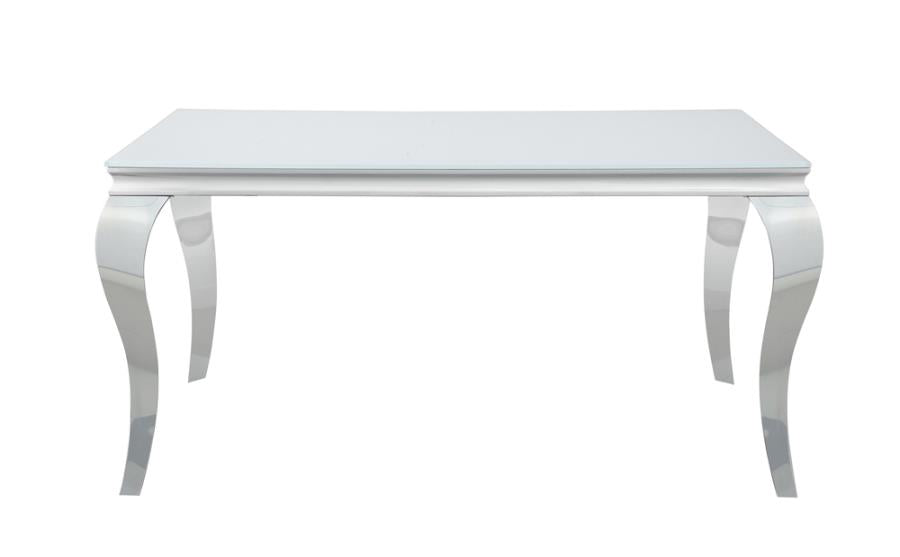 Carone Glass Top Dining Table White and Chrome_1