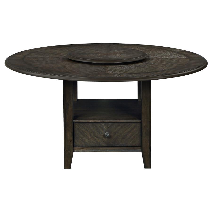 Twyla Round Dining Table with Removable Lazy Susan Dark Cocoa_0
