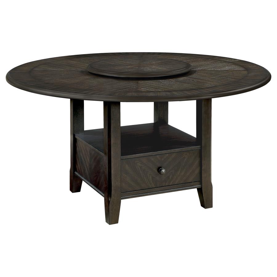 Twyla Round Dining Table with Removable Lazy Susan Dark Cocoa_1