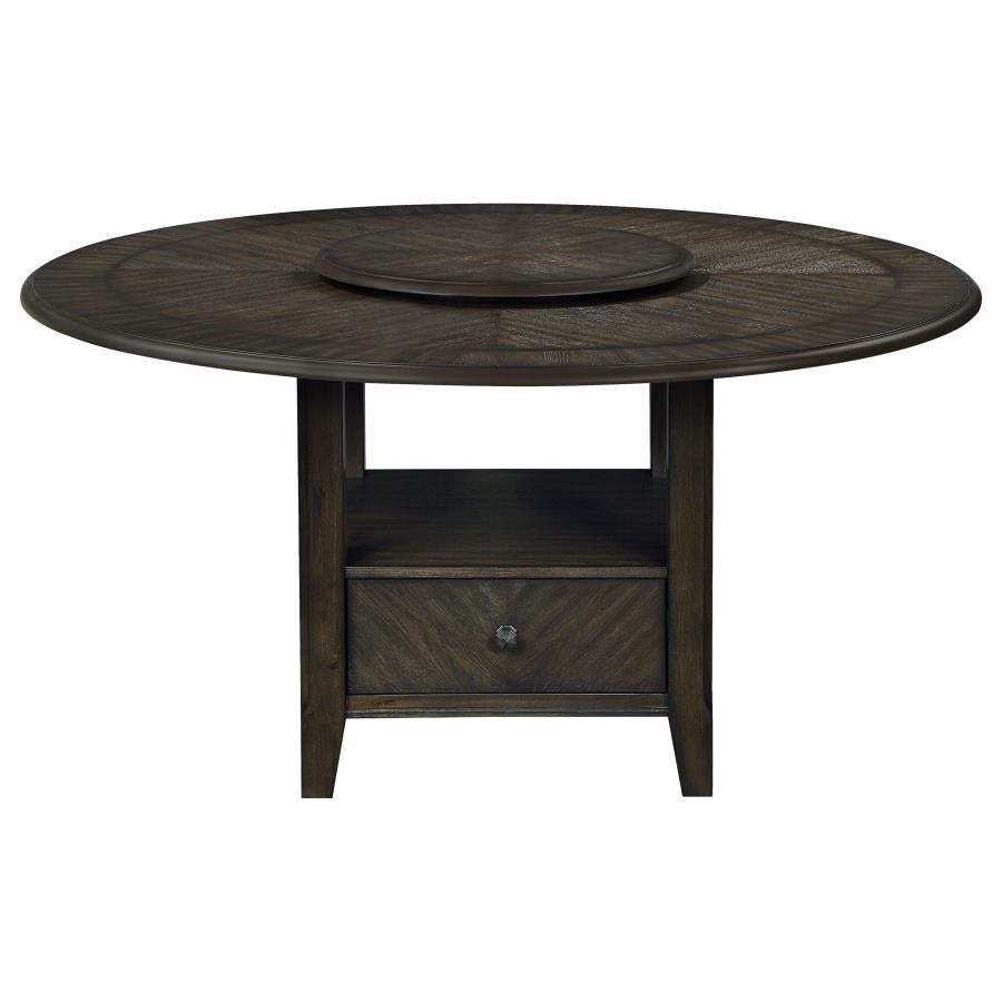 Twyla Round Dining Table with Removable Lazy Susan Dark Cocoa_3
