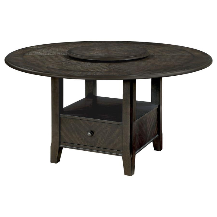 Twyla Round Dining Table with Removable Lazy Susan Dark Cocoa_4