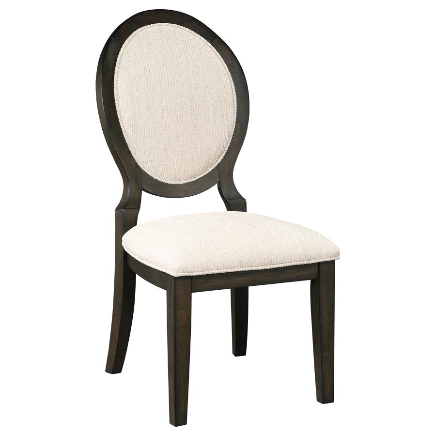 Twyla Upholstered Dining Chairs with Oval Back (Set of 2) Cream and Dark Cocoa_0