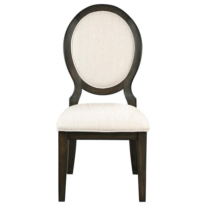 Twyla Upholstered Dining Chairs with Oval Back (Set of 2) Cream and Dark Cocoa_2