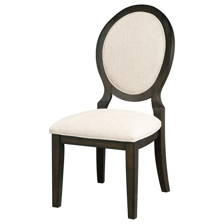 Twyla Upholstered Dining Chairs with Oval Back (Set of 2) Cream and Dark Cocoa_3