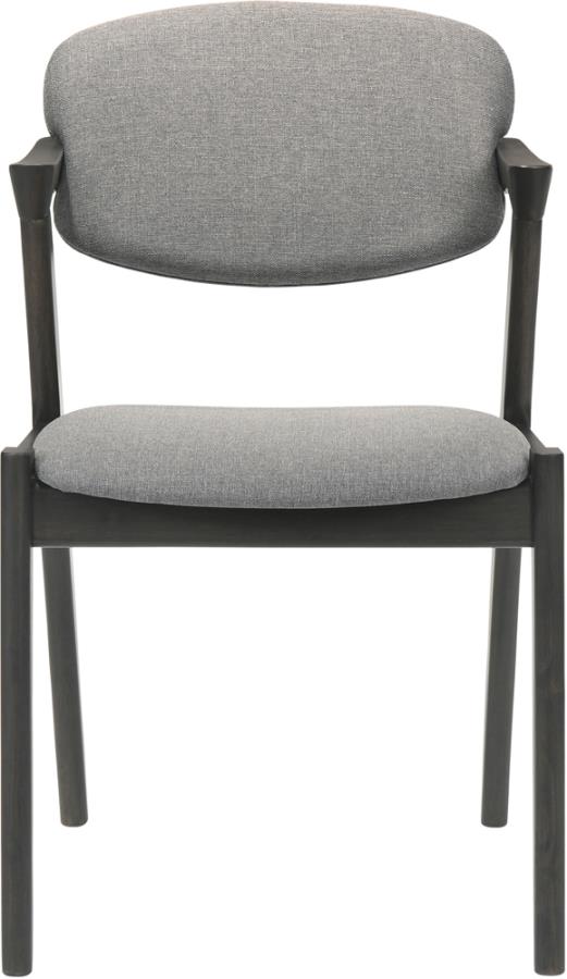 Stevie Upholstered Side Chairs (Set of 2) with Demi Arm Brown Grey and Black_1