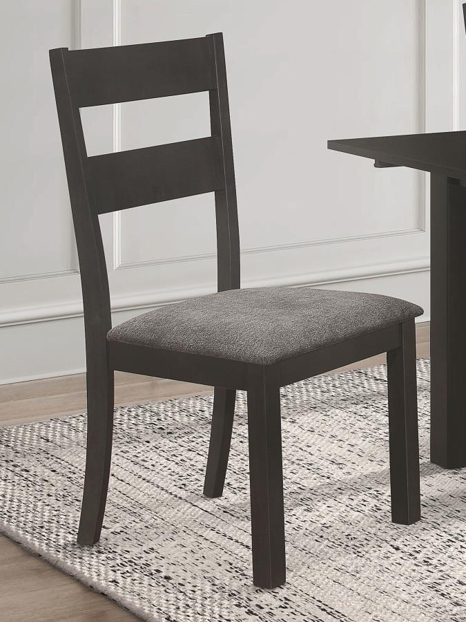 Jakob Upholstered Side Chairs with Ladder Back (Set of 2) Grey and Black_0