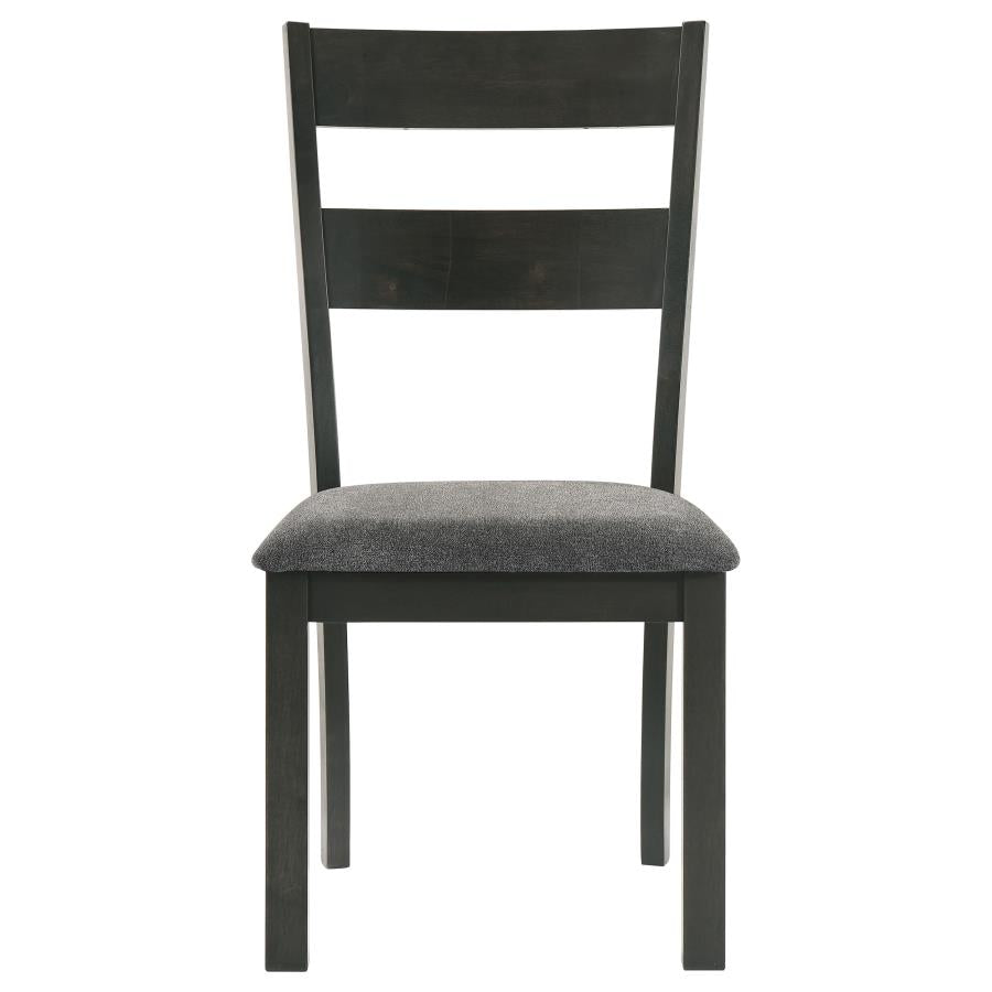 Jakob Upholstered Side Chairs with Ladder Back (Set of 2) Grey and Black_2