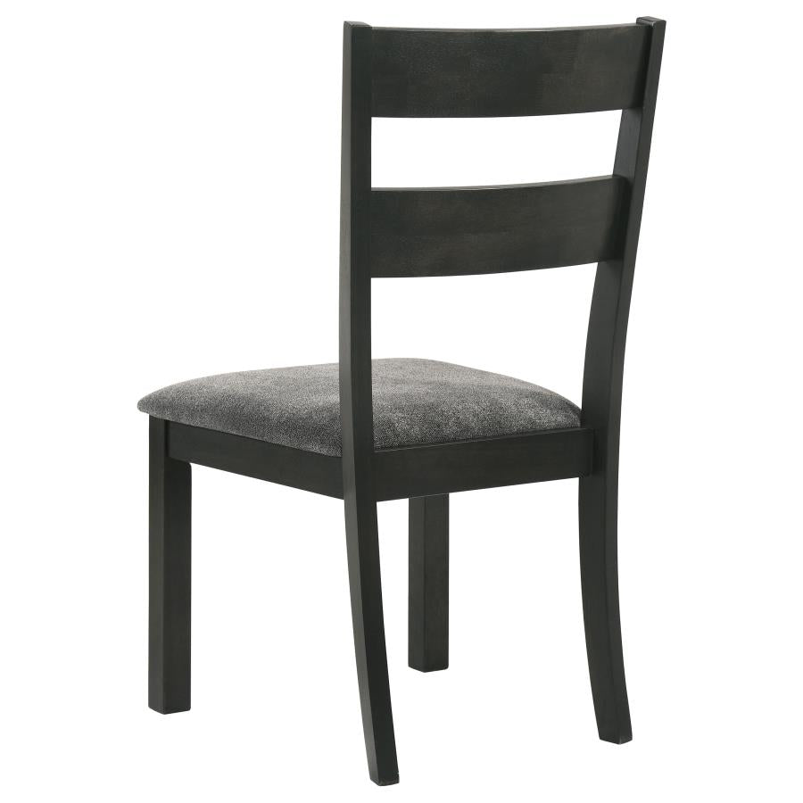 Jakob Upholstered Side Chairs with Ladder Back (Set of 2) Grey and Black_3