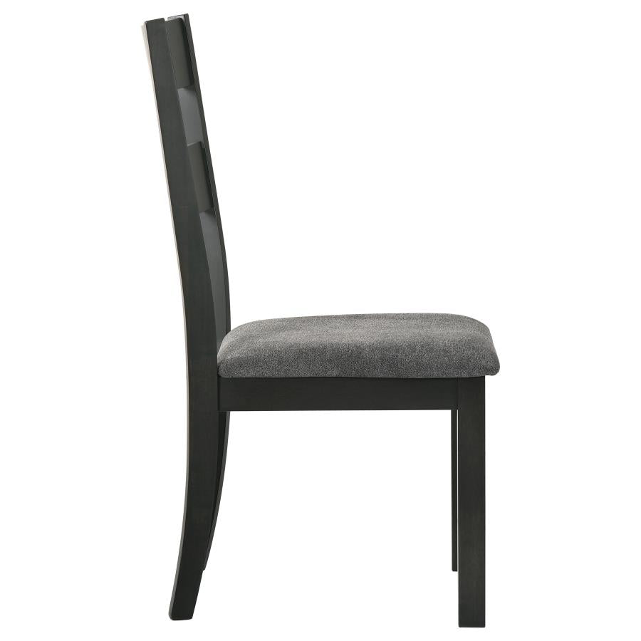 Jakob Upholstered Side Chairs with Ladder Back (Set of 2) Grey and Black_4