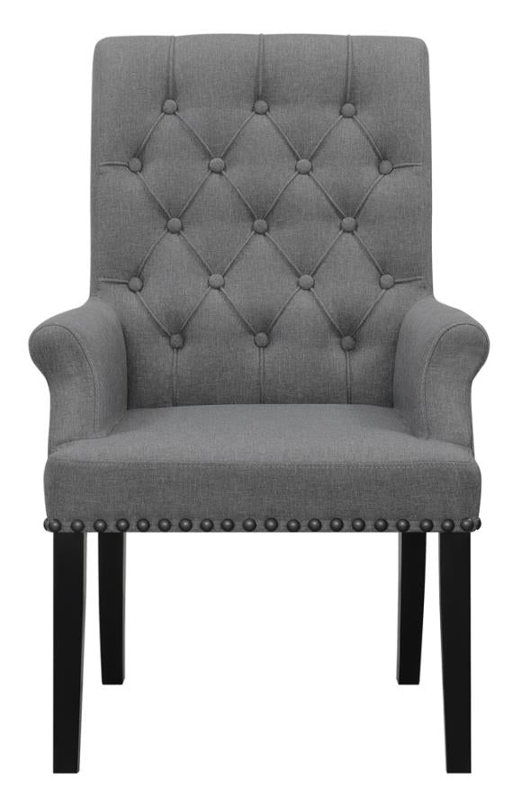 Upholstered Tufted Arm Chair with Nailhead Trim_1